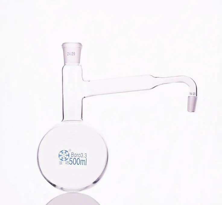 Pallone da distillazione a fondo tondo con tubo laterale e giunto, da 250 a 3.000 ml
