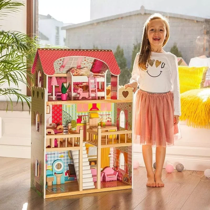 Casa delle Bambole in Legno villa bambole fashion per bambine accessori e luce