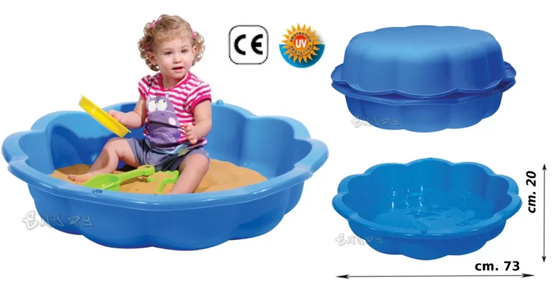 piscina da giardino per bambini sabbiera GRANDE con coperchio 75 litri