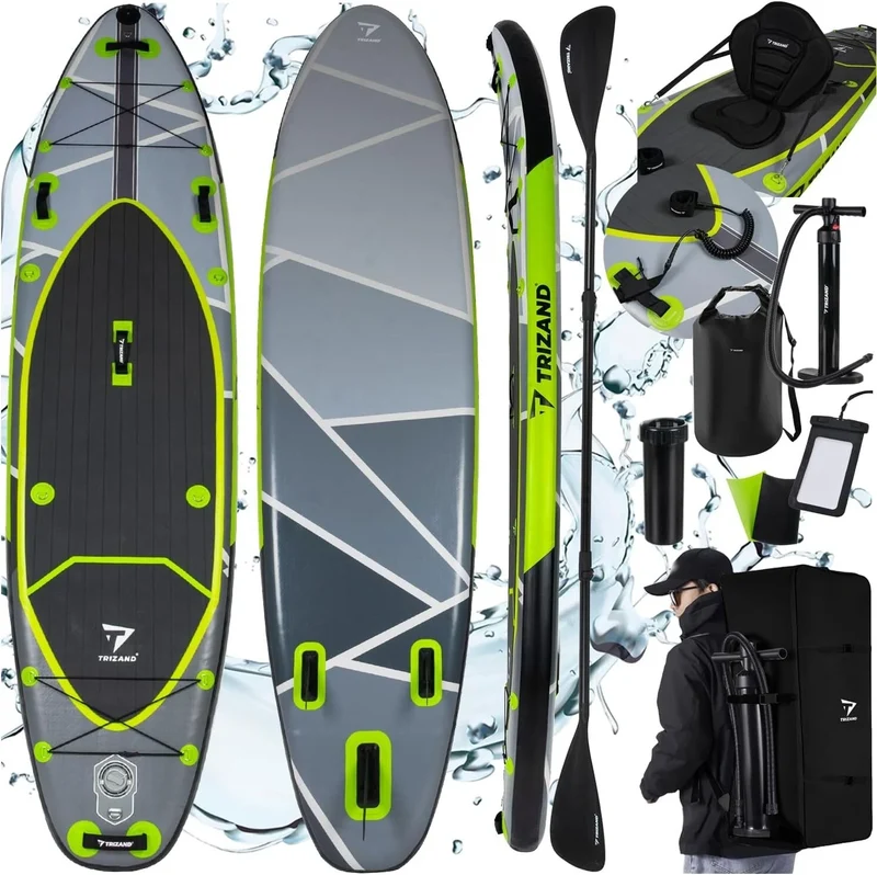 Tavola Da Stand Up Paddle SUP Gonfiabile Pompa Pagaia Sedile Zaino Sacca 335 cm