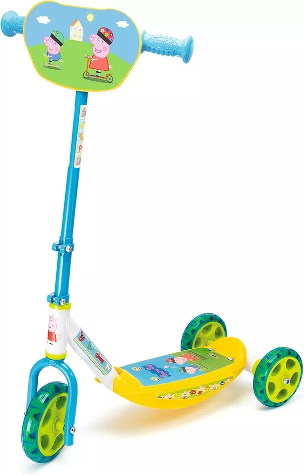 Monopattino a tre ruote con struttura in metallo e grafiche di Peppa Pig