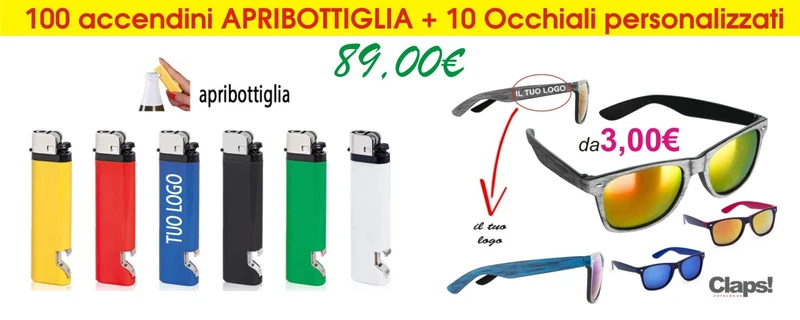 100 Accendini + 10 Occhiali