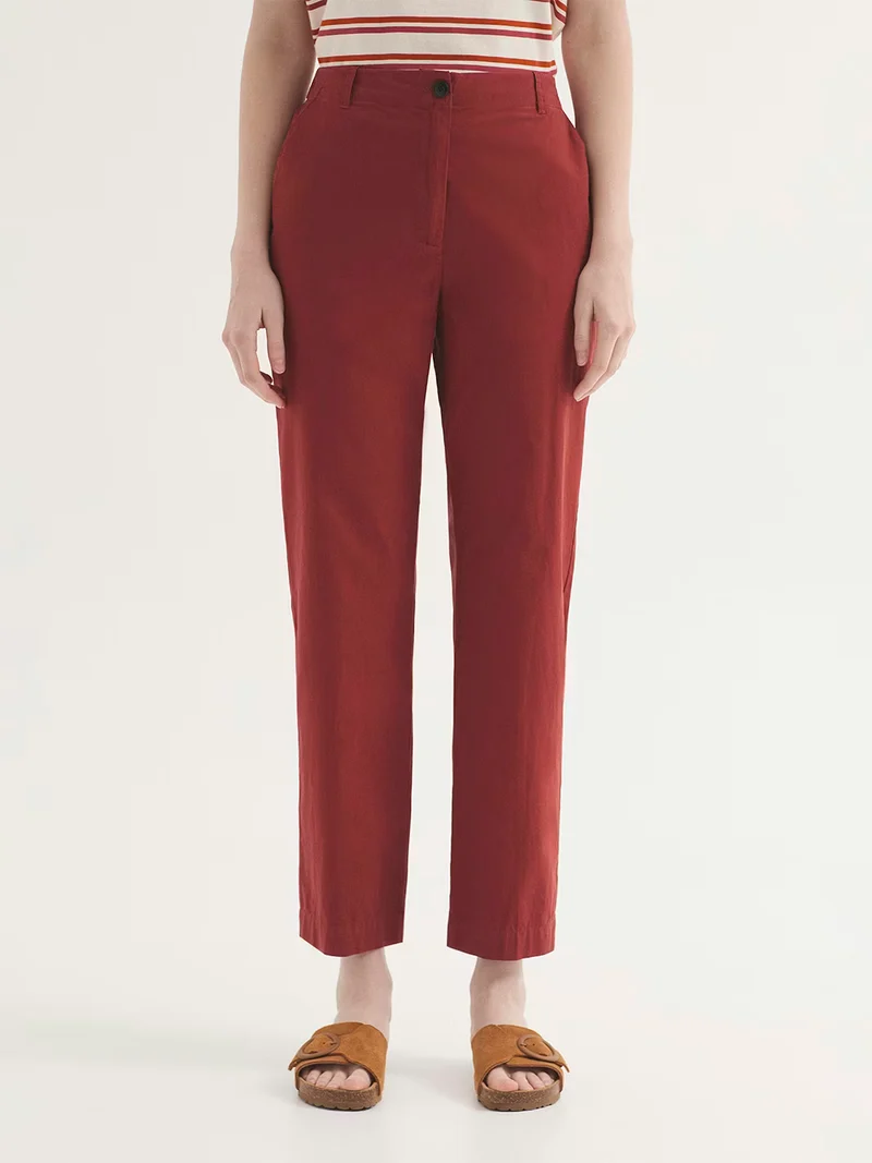 Pantaloni Popeline - Terracotta