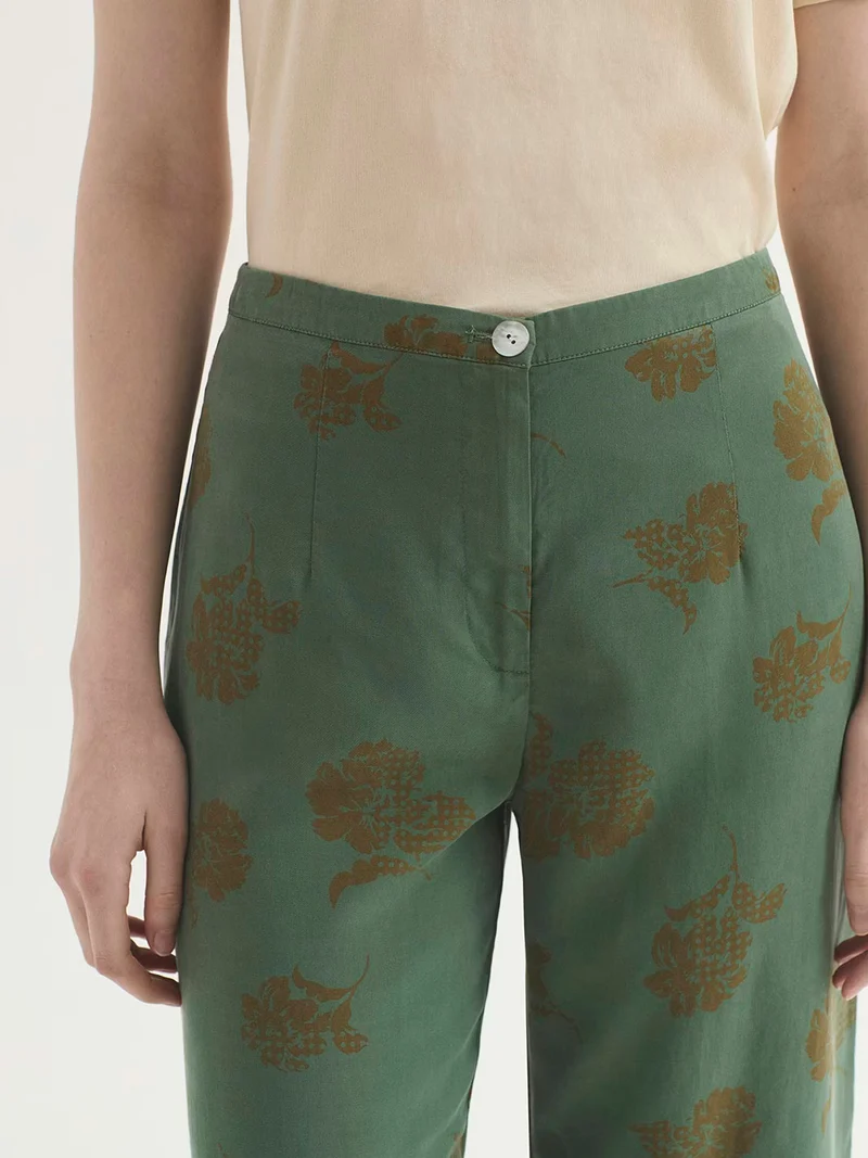 Pantaloni Flowers - Khaki