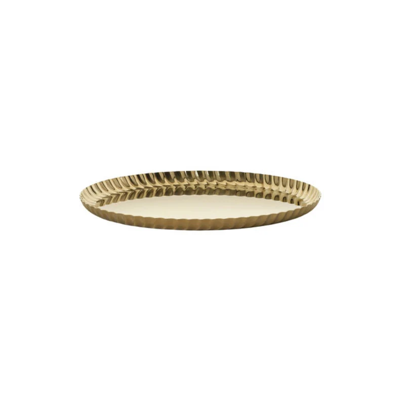 Pleats – Vassoio rotondo oro di design in acciaio Alessi