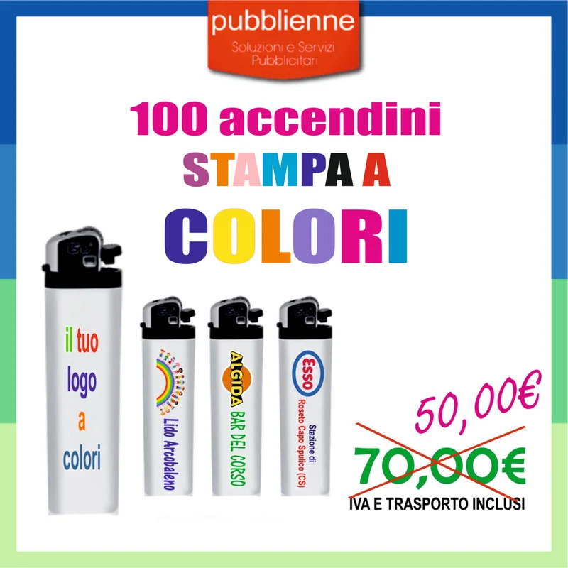 ACCENDINI BIANCHI STAMPA A COLORI