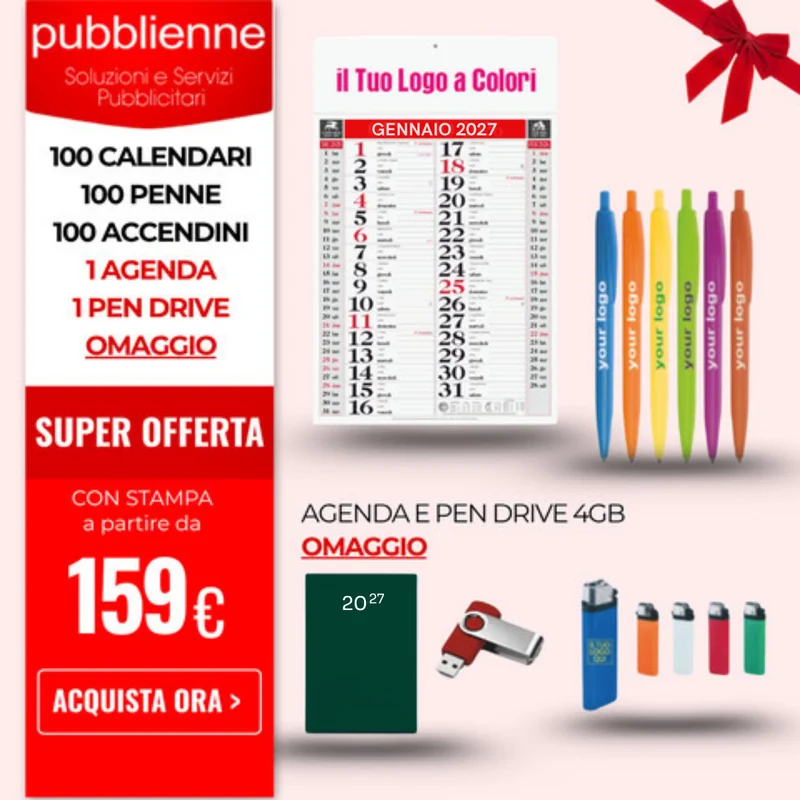 100 Calendari, 100 Penne, 100 Accendini - 1 Agenda - 1 Pen Drive
