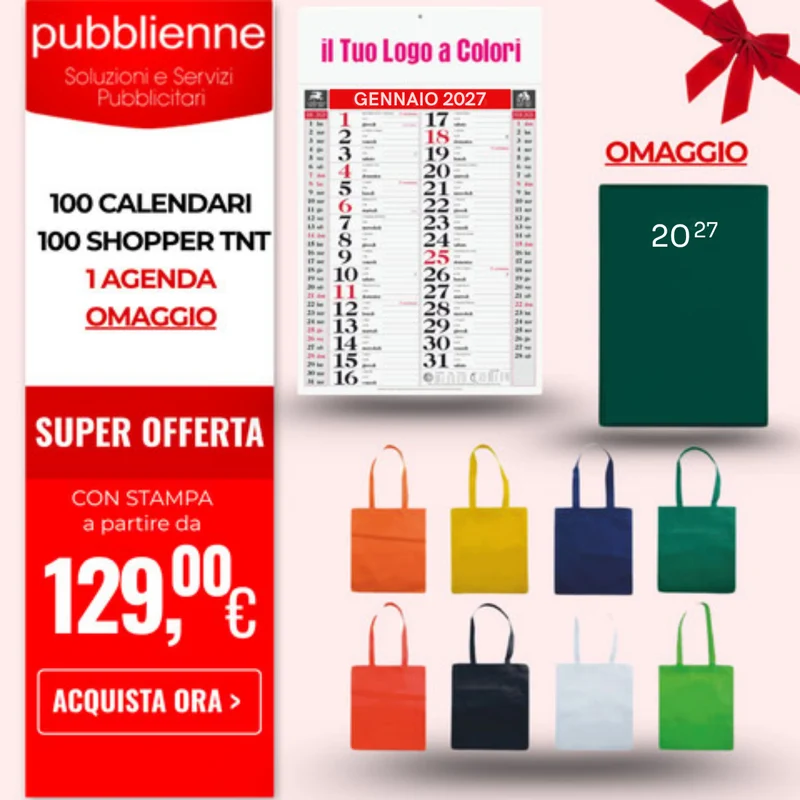100 Calendari + 100 Shopper + 1 Agenda
