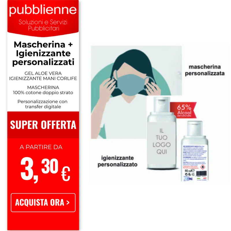 Mascherina + Igienizzante personalizzati