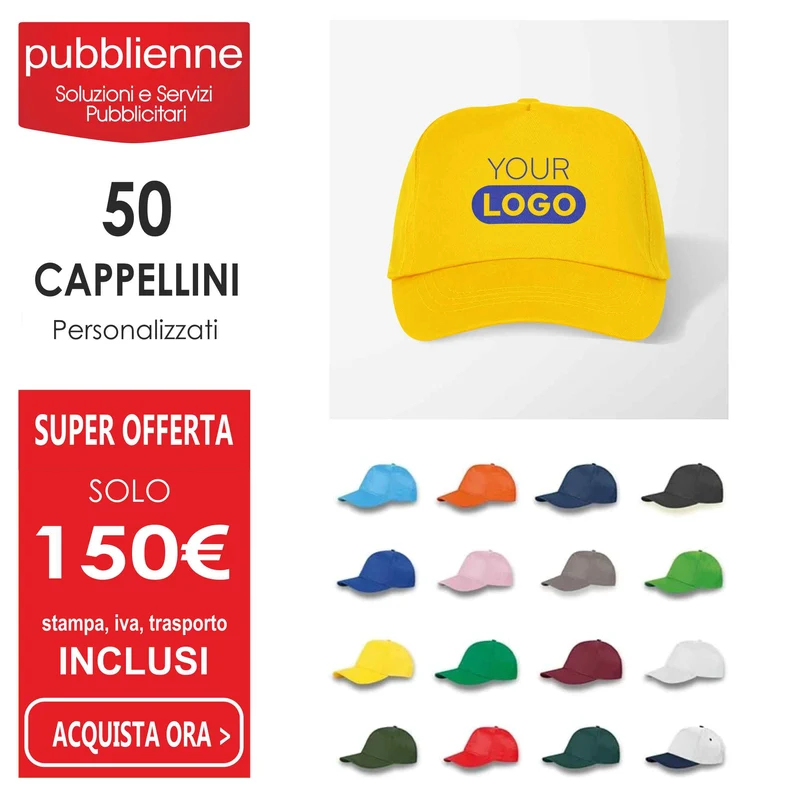 KIT 50 CAPPELLINI PERSONALIZZATI