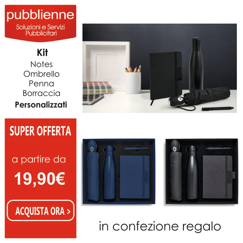 Kit Ombrello - Borraccia - Notes - Penna -2200 TEDO