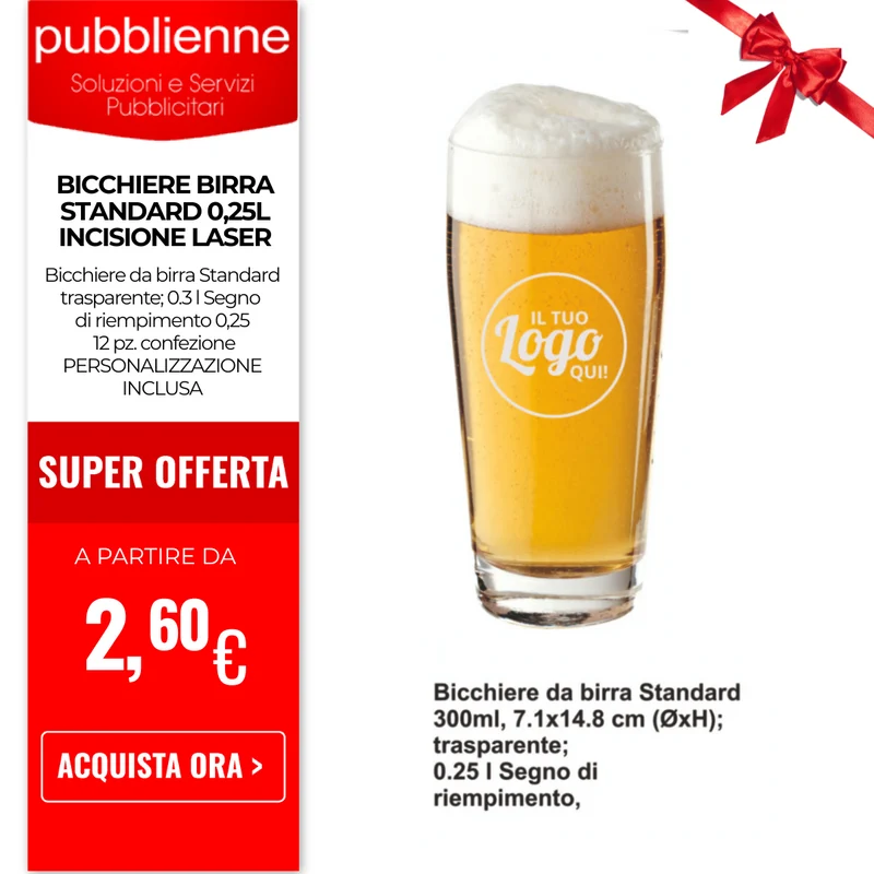 Bicchiere Birra Standard 0,25l INCISIONE LASER