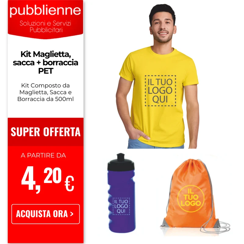 Kit Maglietta, sacca + borraccia PET