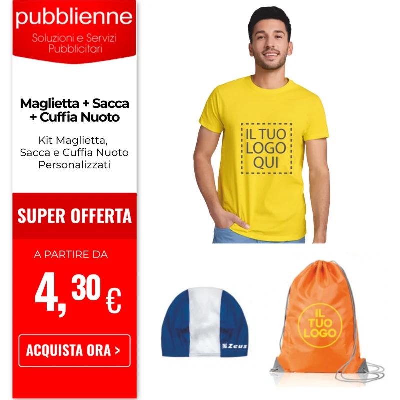 Maglietta + Sacca + Cuffia Nuoto