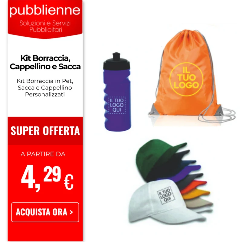 Kit Borraccia, Cappellino e Sacca