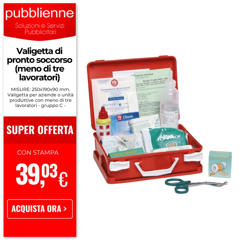 valigetta di pronto soccorso (meno di tre lavoratori)