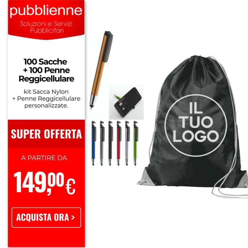 100 Sacca + 100 Penna Reggicellulare
