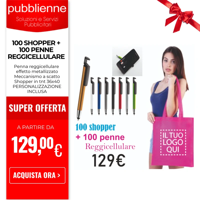 100 Shopper + 100 Penne Reggicellulare