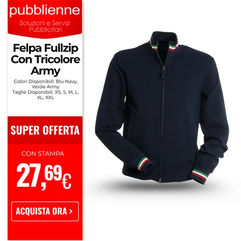 Felpa Fullzip Con Tricolore Army