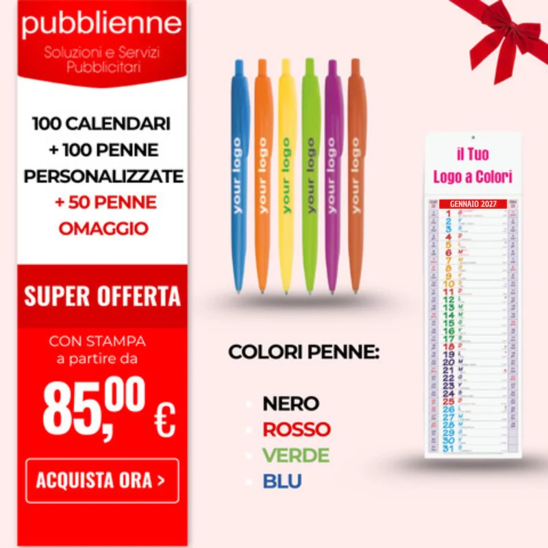 OFFERTA 100 slim + 100 Penne personalizzate + 50 Penne OMAGGIO