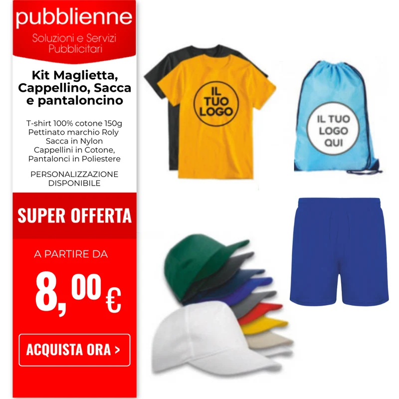 Kit Maglietta, Cappellino, Sacca e pantaloncino