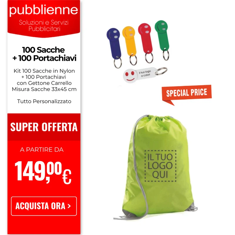100 Sacche + 100 Portachiavi