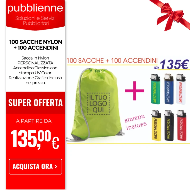 100 sacche nylon + 100 accendini