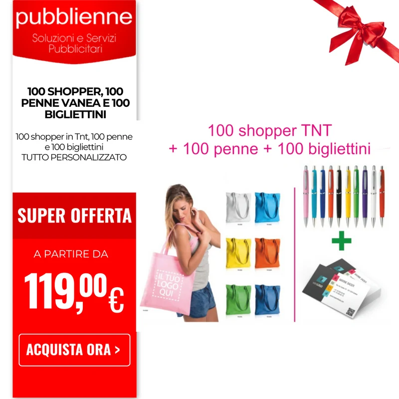 100 shopper, 100 penne vanea e 100 bigliettini