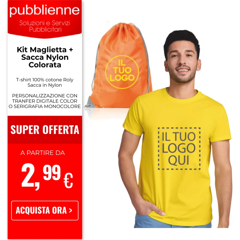 Kit Maglietta + Sacca Nylon Colorata