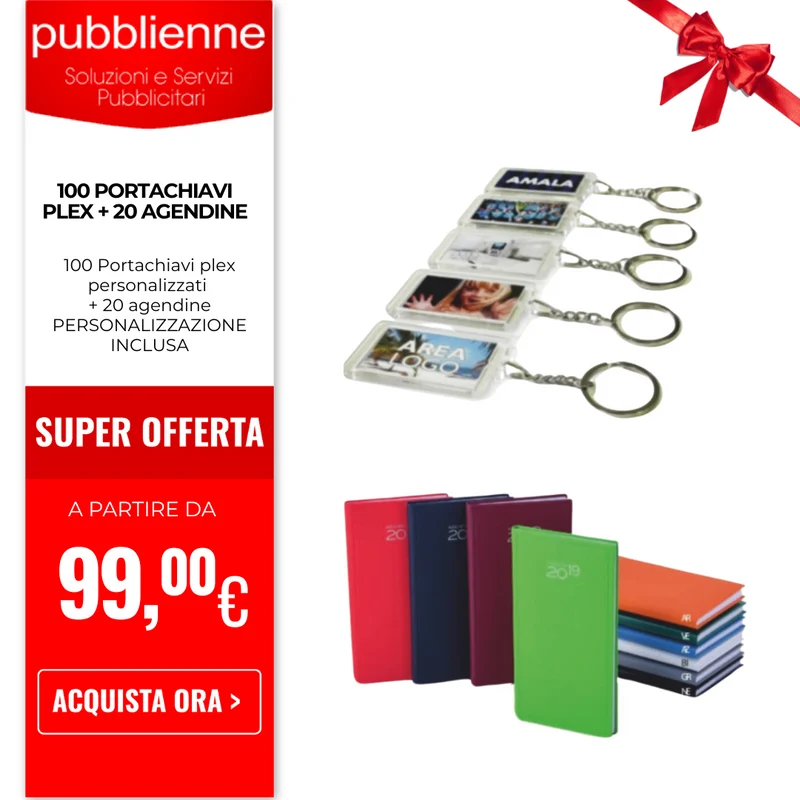 100 portachiavi plex + 20 agendine