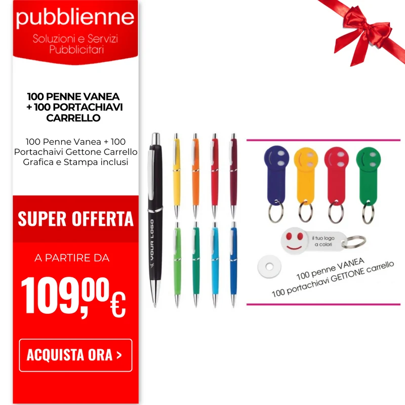 100 penne VANEA + 100 portachiavi carrello