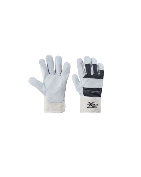 Guanto pelle crosta bovino dorso jeans, palmo foderato, manichetta tela X-Glove xglove x glove guanti X-SKIN