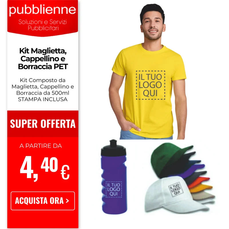 Kit Maglietta, Cappellino e Borraccia PET