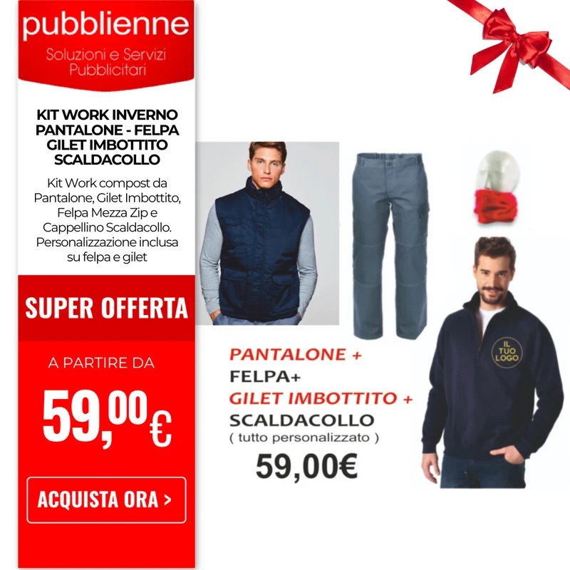 Kit Work INVERNO - Pantalone - Felpa - Gilet Imbottito - Scaldacollo
