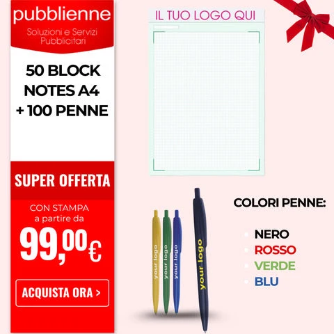 OFFERTA 50 Block notes A4 + 100 Penne