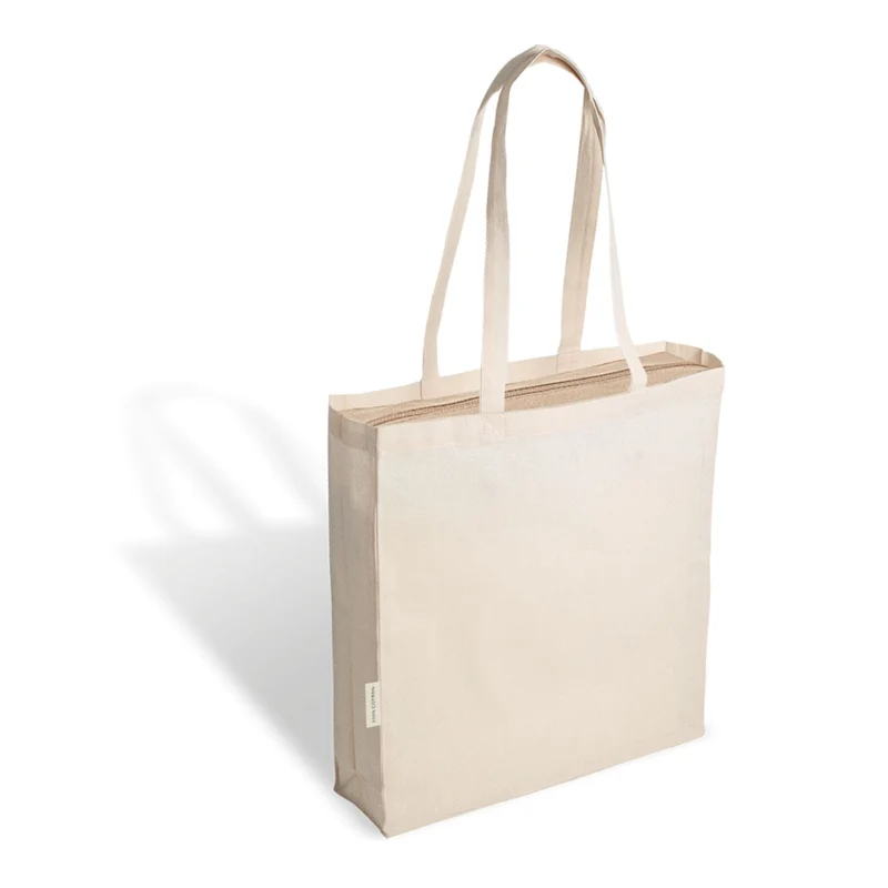 1035 Lorena - Borsa Shopping In Canvas Natural Dimensioni: cm 38x42x10