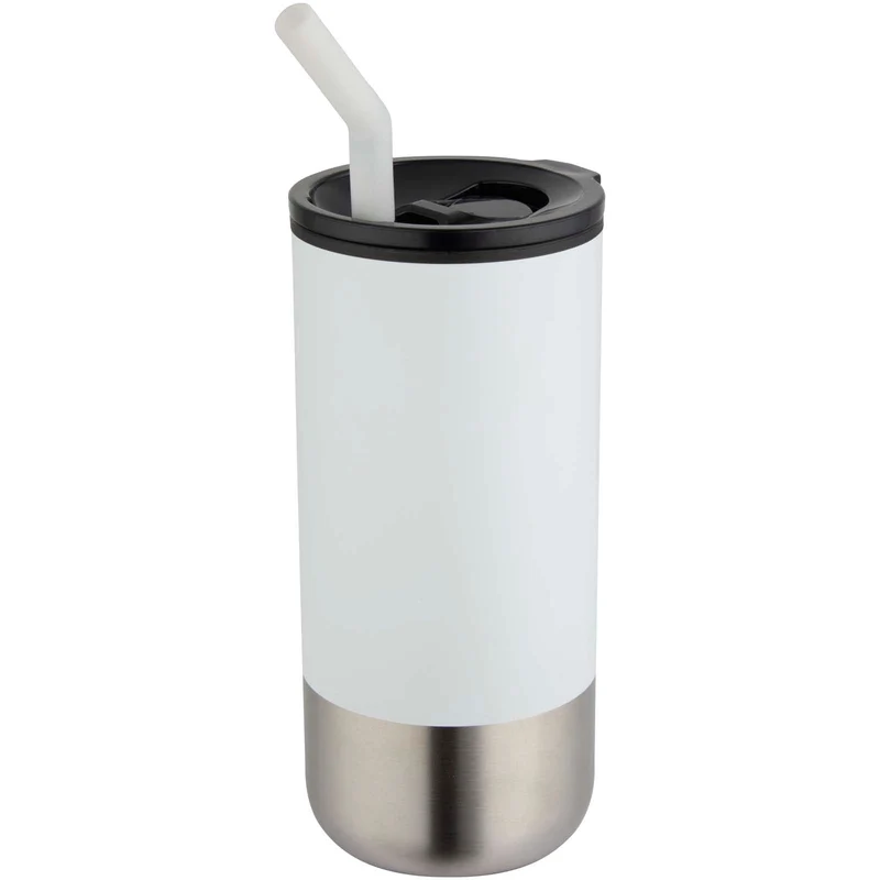 Bicchiere termico in materiale certificato RCS con cannuccia Grayson da 480 ml