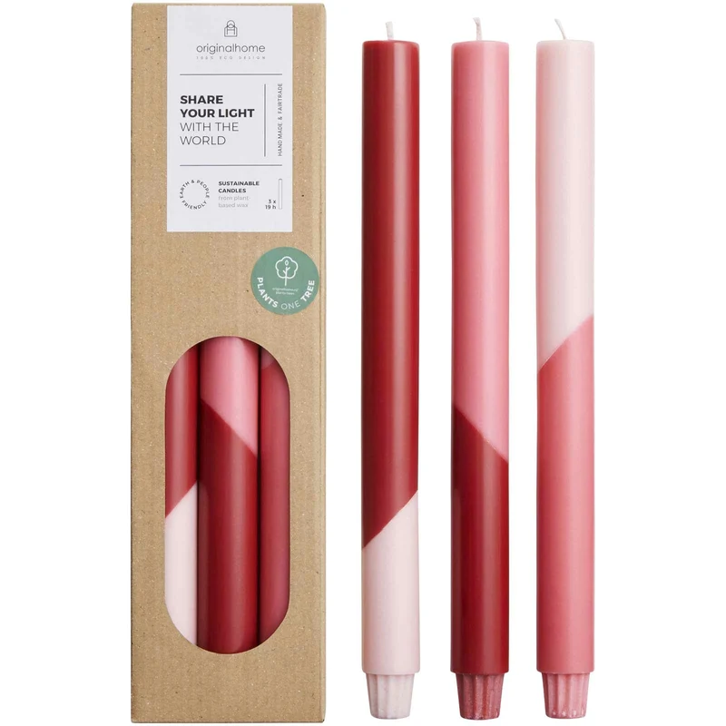 Set di 3 candele con design a colori diagonali Originalhome Eden