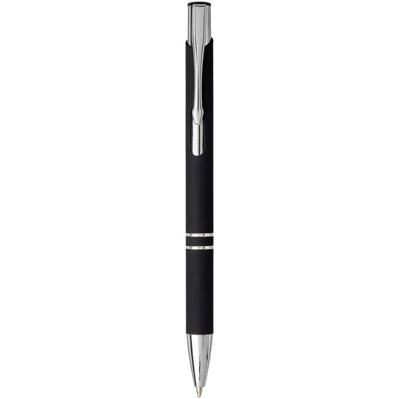 Penna a sfera a scatto Moneta soft touch (inchiostro nero)