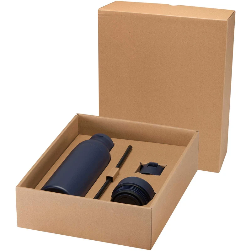 Borraccia in acciaio inossidabile riciclato certificato RCS a doppia parete da 650 ml con set di coperchi da 3 pezzi Illumina