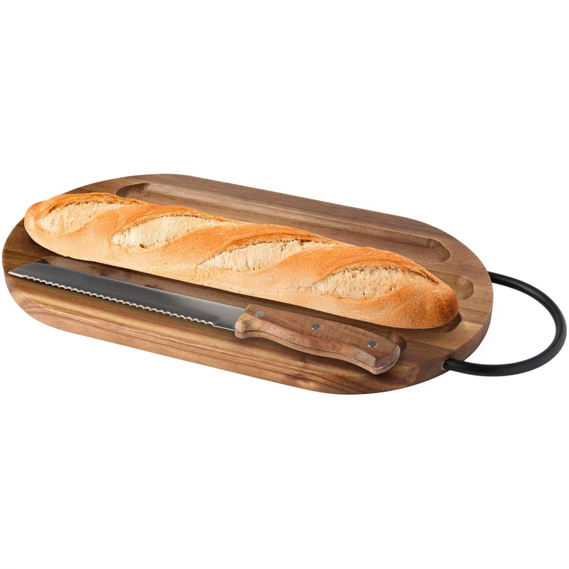 Tagliere in legno di acacia con coltello per il pane Prestige