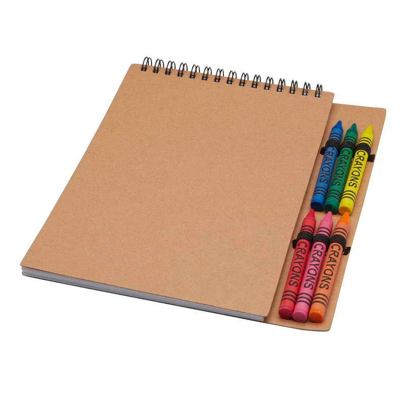 Quaderno a spirale formato A5 con copertina morbida e set di pastelli Doodle