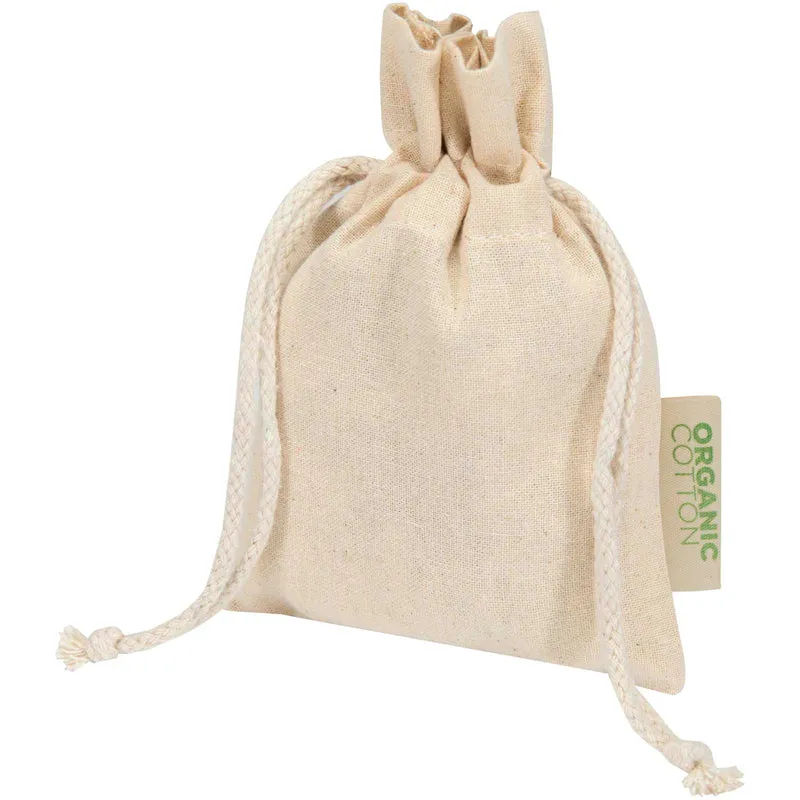 Sacchetto per confezione regalo in tessuto biologico da 140 g/m² certificato OCS, 15 x 10 cm Odisha