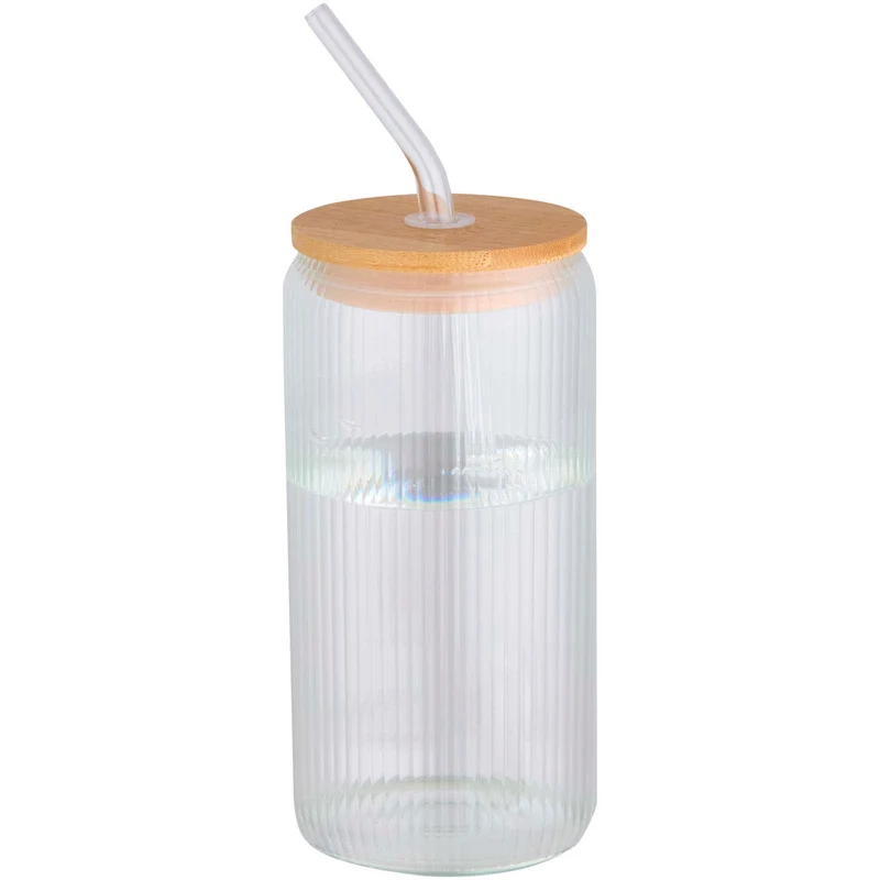 Contenitore a parete singola in vetro borosilicato con coperchio in bambù da 500 ml Mirage