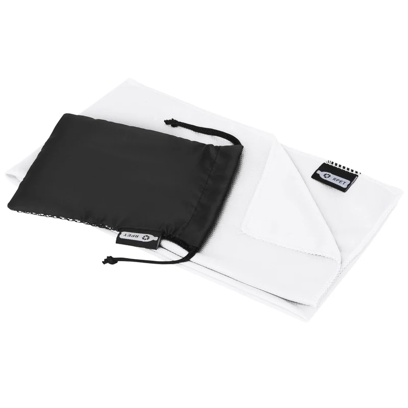 Asciugamano sportivo Raquel di raffreddamento in PET riciclato con pouch 80 x 30 cm