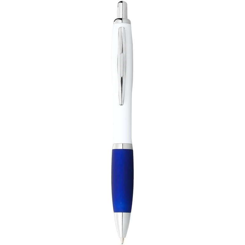 Penna a sfera con fusto bianco e impugnatura colorata Nash (inchiostro blu)
