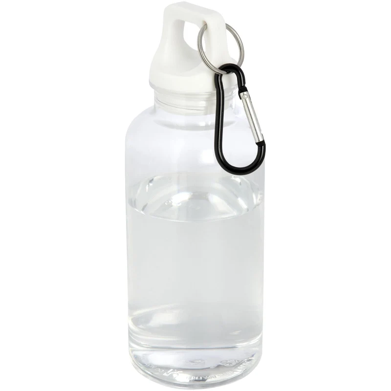 Borraccia in plastica riciclata certificata RCS da 400 ml con moschettone Oregon