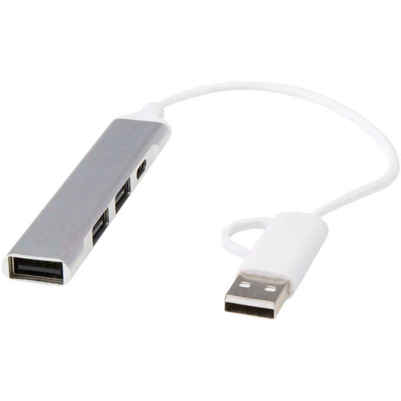 Hub USB-A e Tipo-C a 4 porte in alluminio riciclato con doppio ingresso Alkaid
