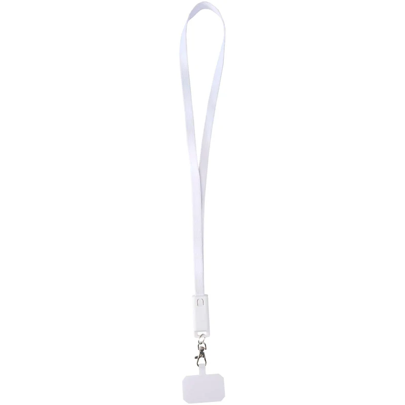 Lanyard per smartphone in plastica riciclata con cavo integrato per la sincronizzazione dati e la ricarica rapida 5 in 1 da 6
