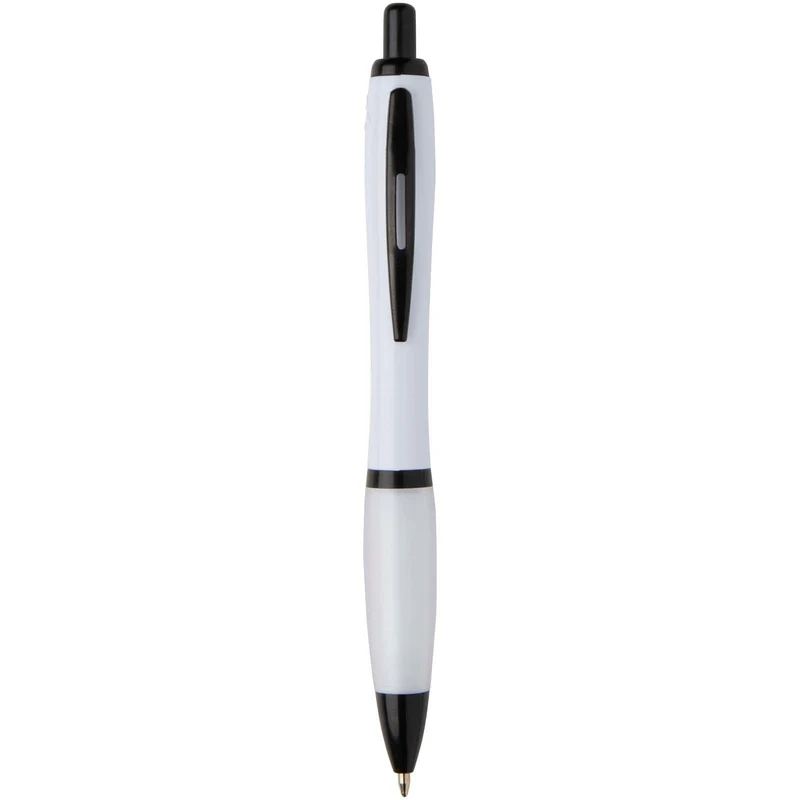 Penna a sfera in plastica riciclata con finiture nere (inchiostro nero) Nash